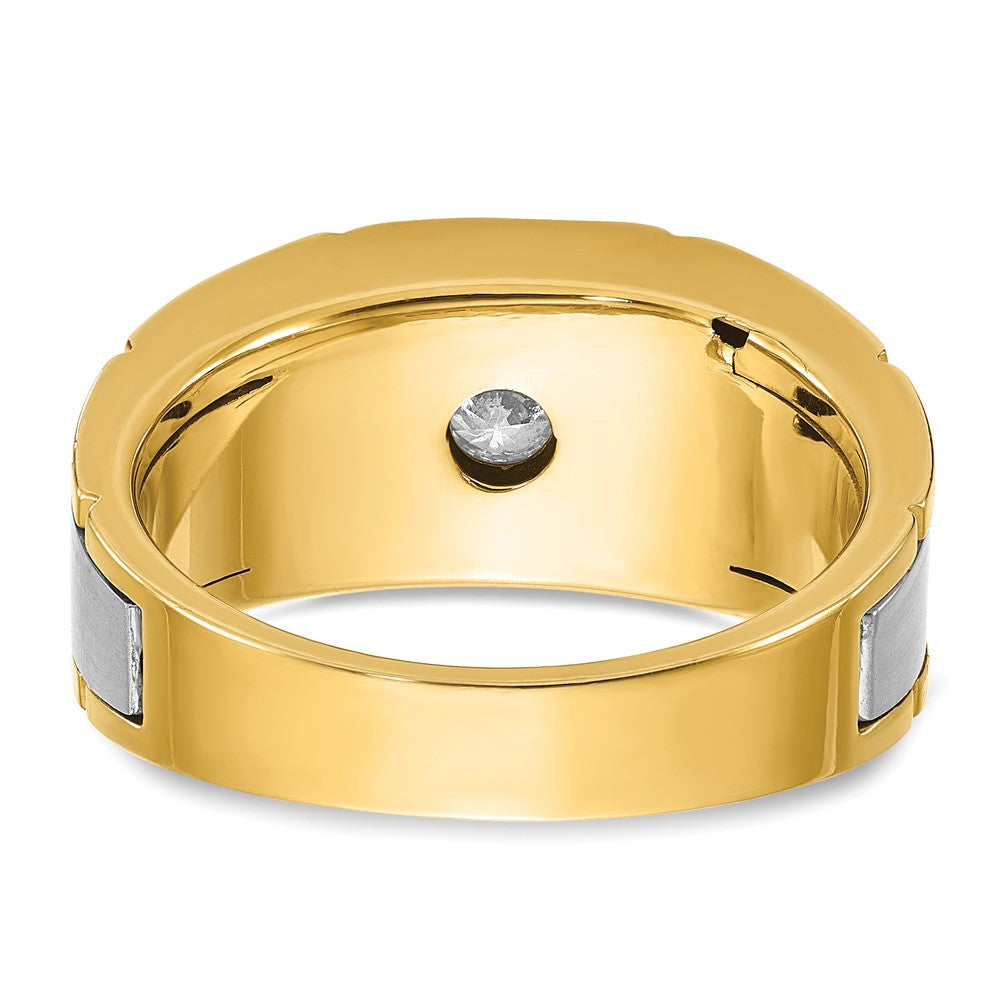 14k Two-tone IBGoodman Men's Polished and Satin Diamond Ring Mounting