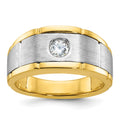 14k Two-tone IBGoodman Men's Polished and Satin Diamond Complete Ring