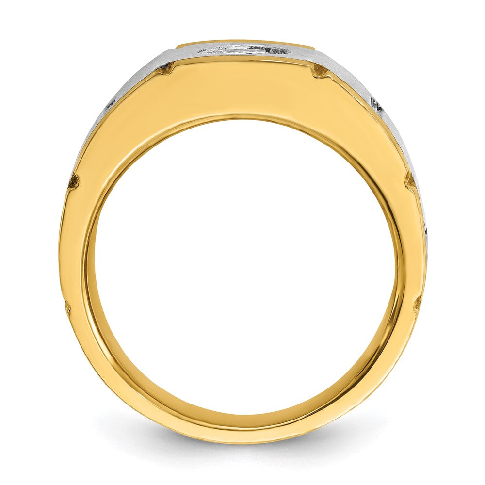 10ktt IBGoodman Men's Polish/Satin/Grooved A Diamond Ring
