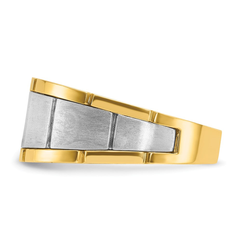 10ktt IBGoodman Men's Polish/Satin/Grooved A Diamond Ring