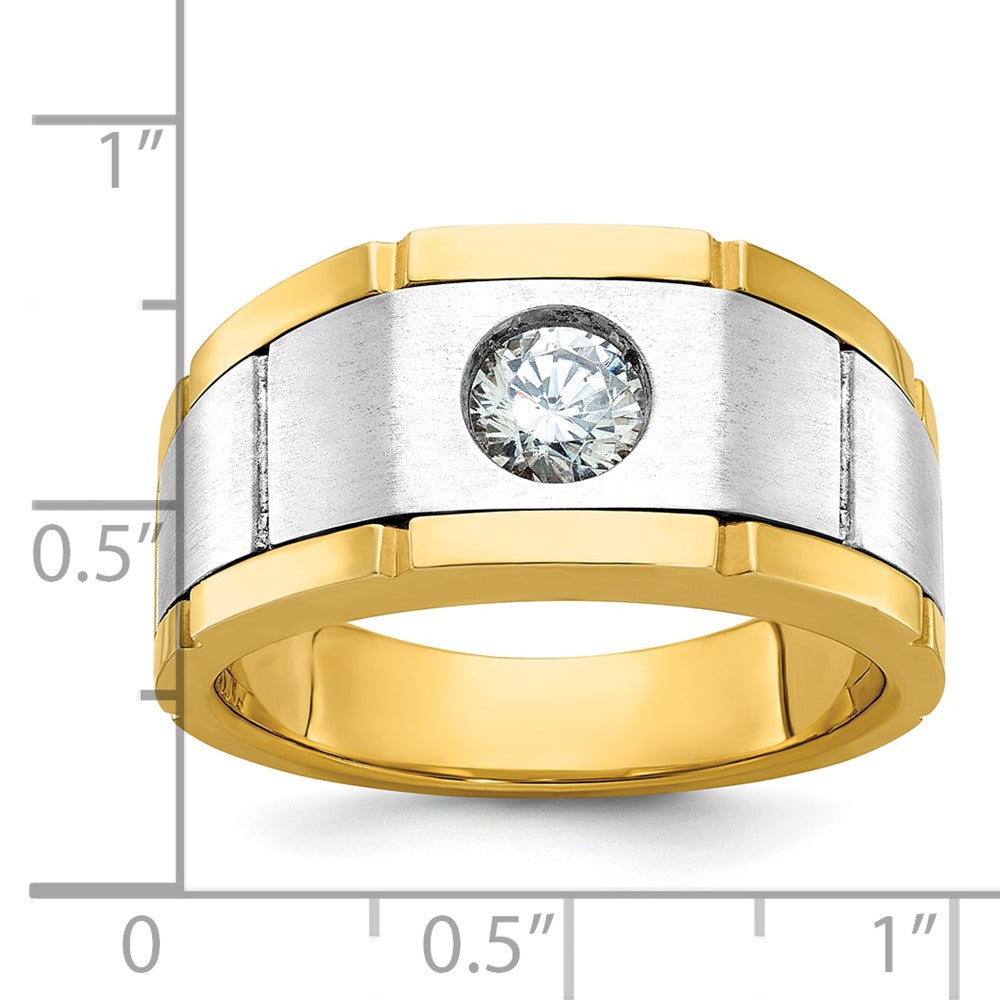 10ktt IBGoodman Men's Polish/Satin/Grooved A Diamond Ring