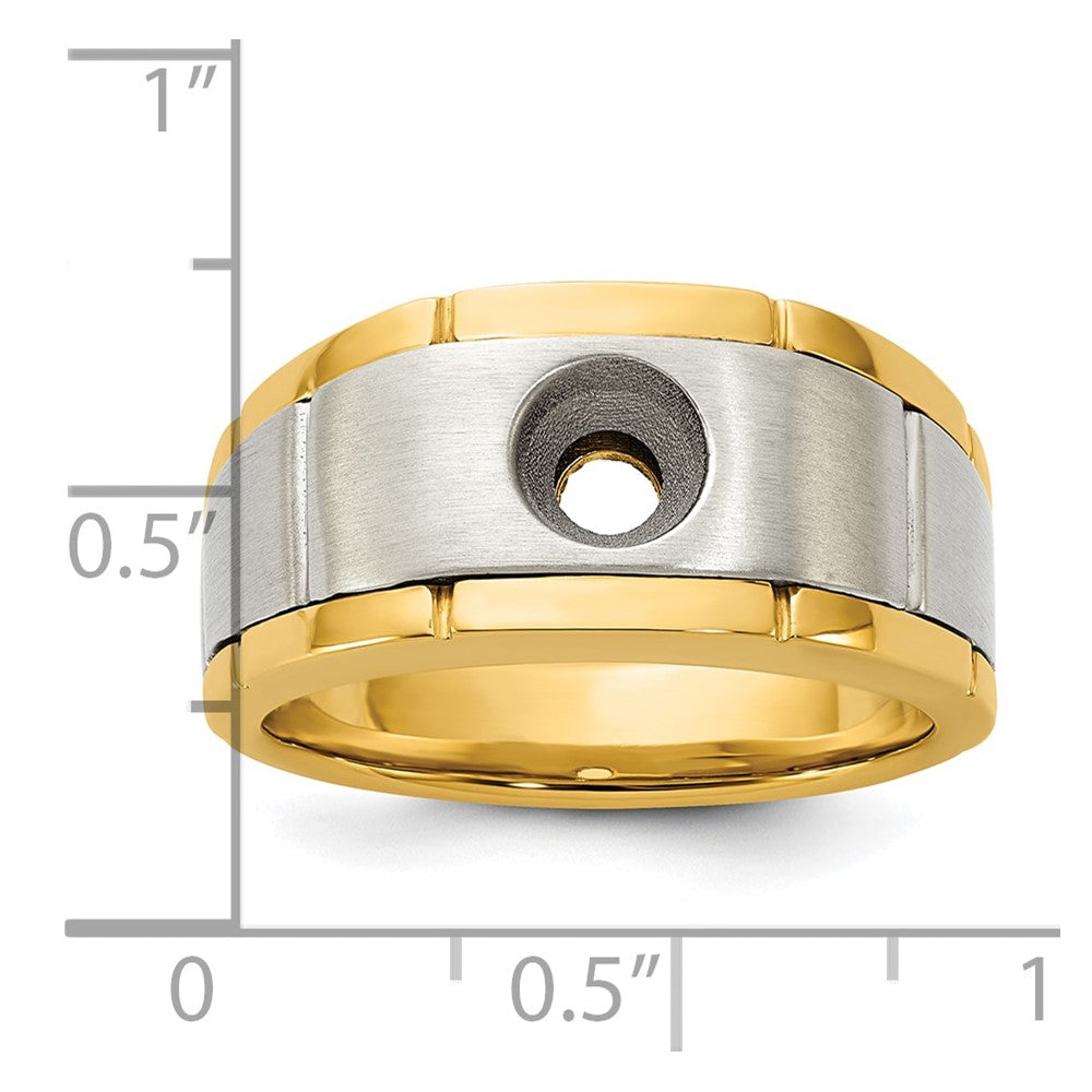 10ktt IBGoodman Men's Polished Satin and Grooved Ring Mounting