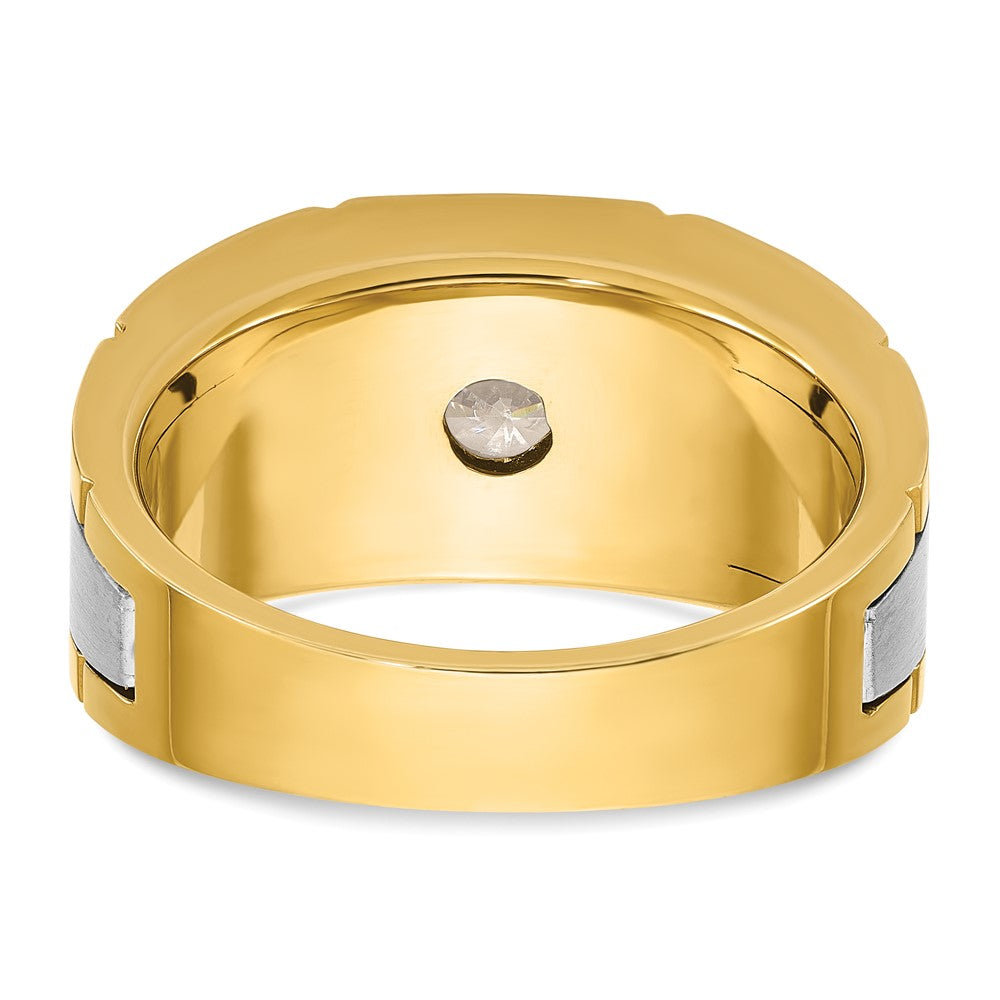 14ktt IBGoodman Men's Polish/Satin/Grooved AA Diamond Ring