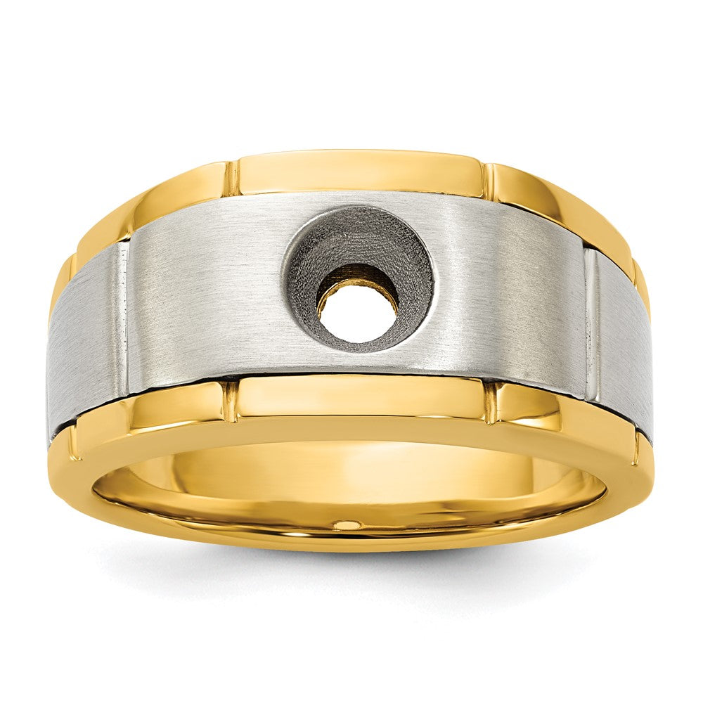 10ktt IBGoodman Men's Polished Satin and Grooved Ring Mounting