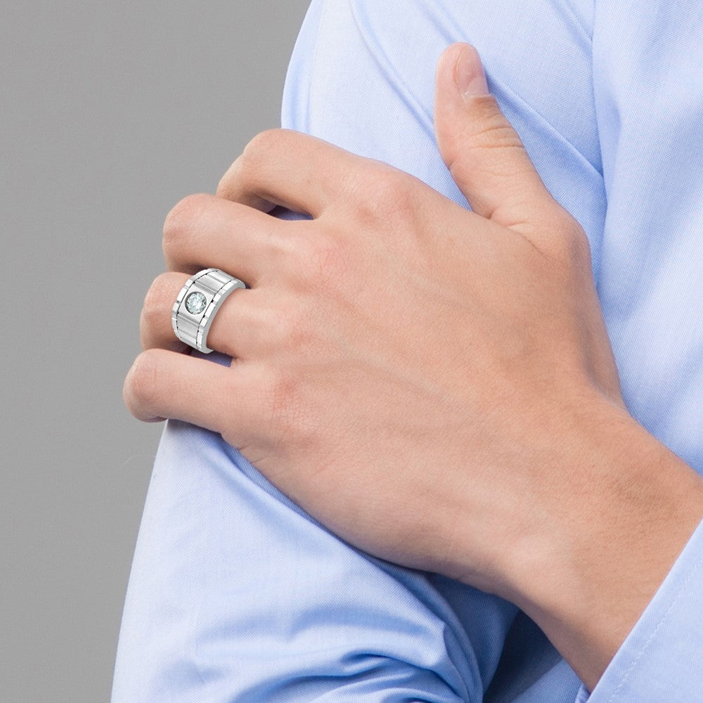 IBGoodman 14k White Gold Polished & Satin Men's Ring Mounting