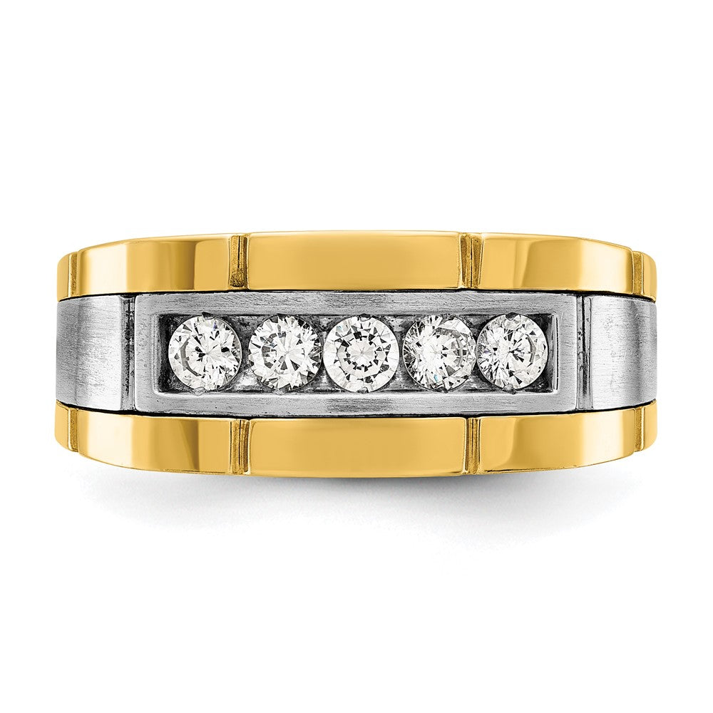 14ktt IBGoodman Men's Polished & Satin 5-Stone Diamond Ring