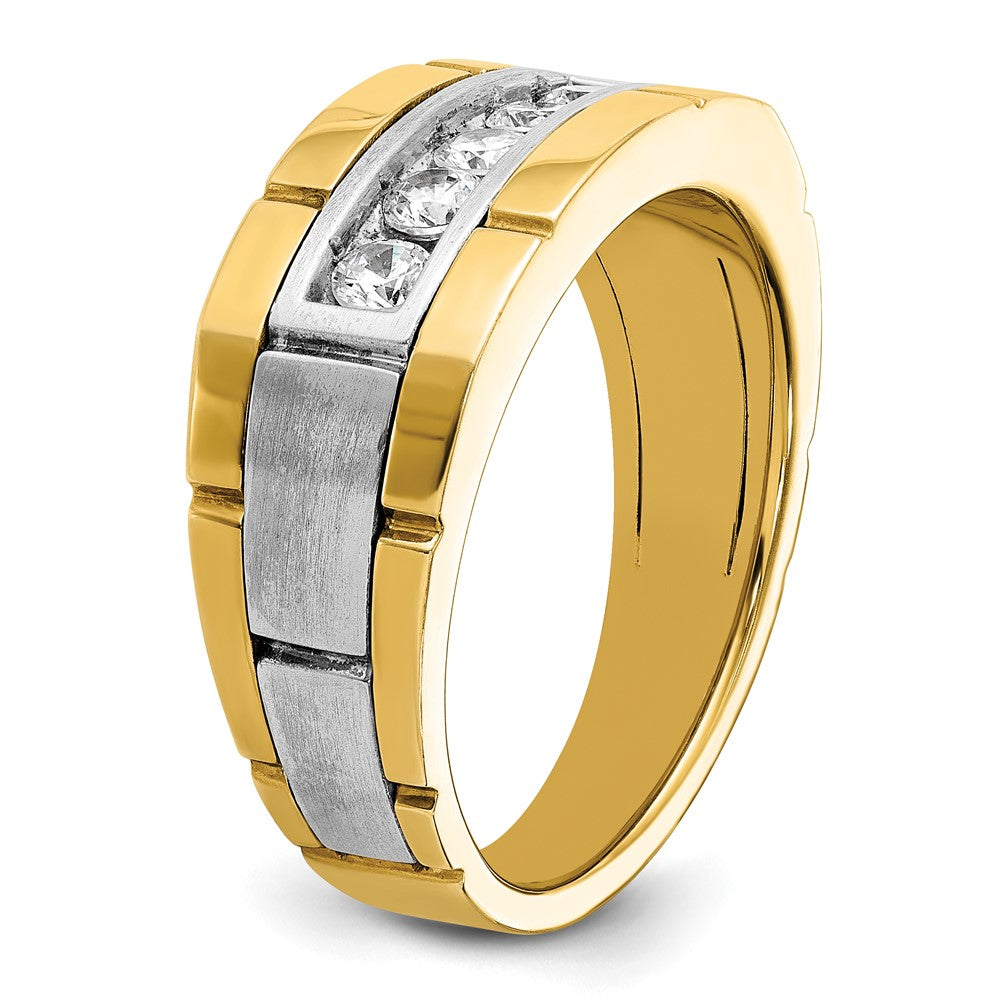 14ktt IBGoodman Men's Polished & Satin 5-Stone Diamond Ring