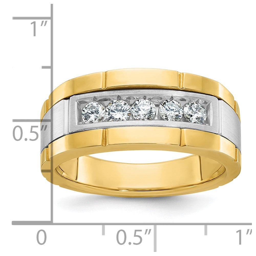 14ktt IBGoodman Men's Polished & Satin 5-Stone Diamond Ring