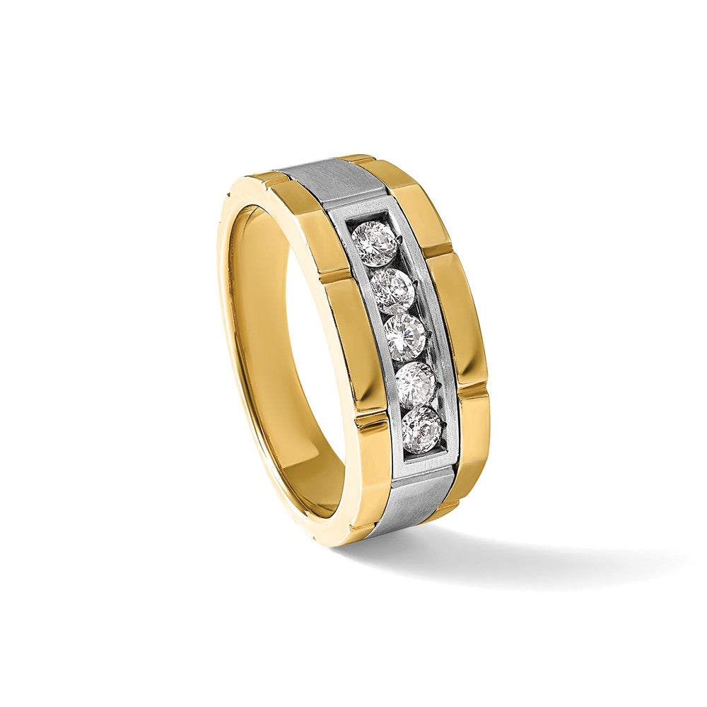 14ktt IBGoodman Men's Polished & Satin 5-Stone Diamond Ring