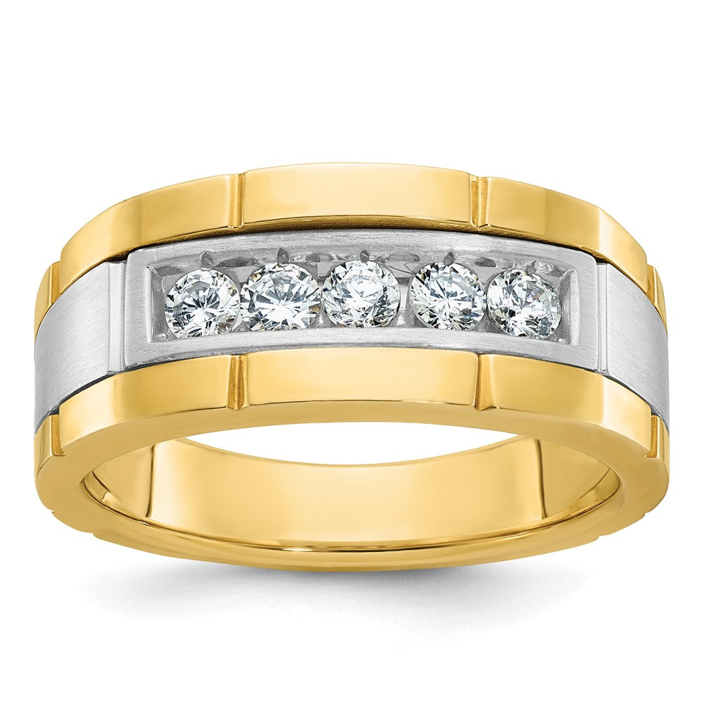 14ktt IBGoodman Men's Polished & Satin 5-Stone Diamond Ring