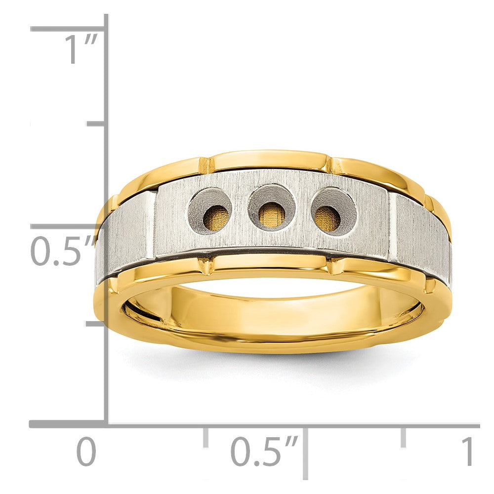 IBGoodman 14k Two-tone 3 Stone Prong Set Men's Ring Mounting