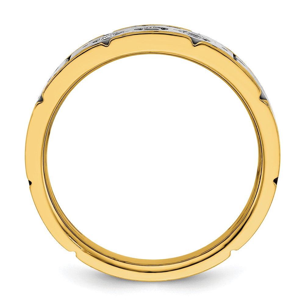 14ktt IBGoodman Men's Polished & Satin 3-Stone AA Diamond Ring