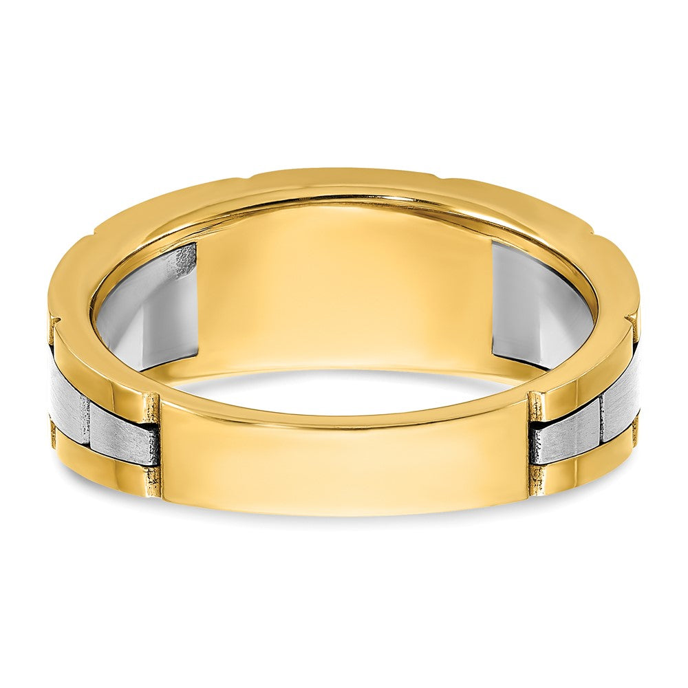 14ktt IBGoodman Men's Polished & Satin 3-Stone AA Diamond Ring