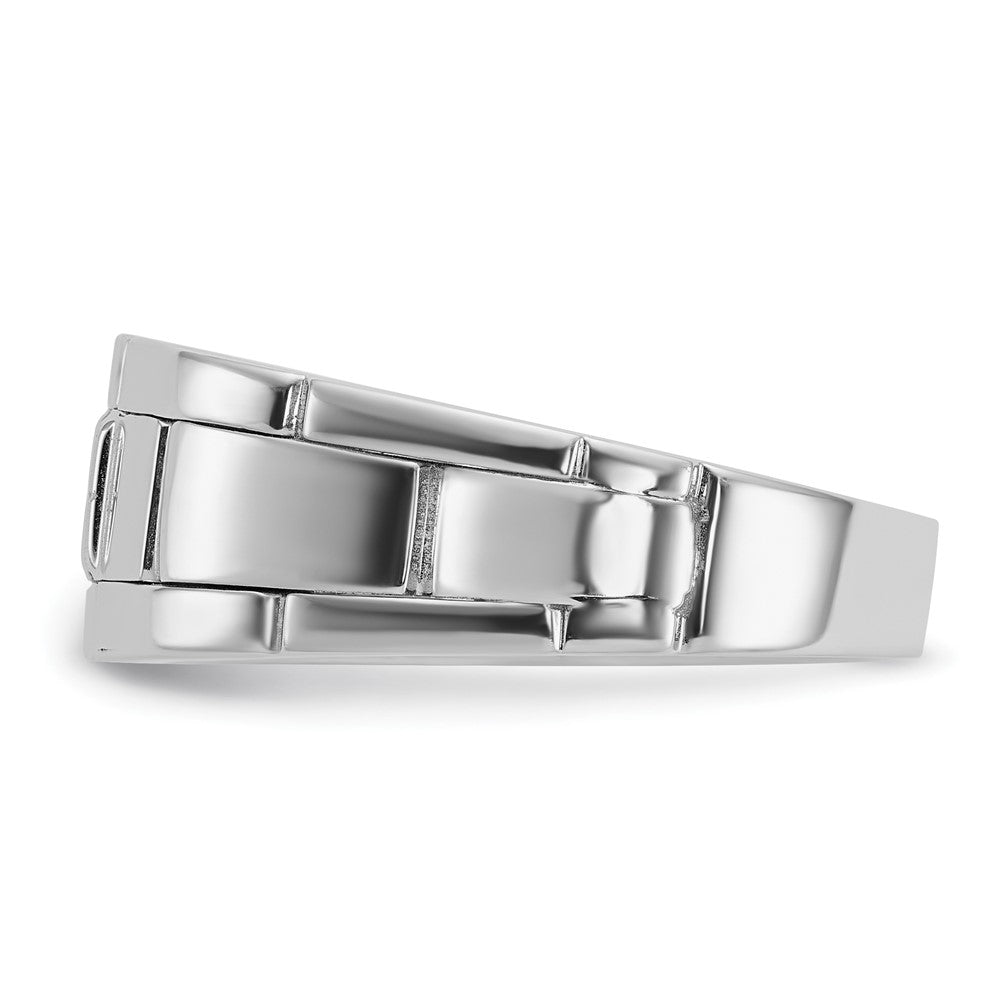 14k White Gold IBGoodman Men's Polished and Grooved Ring Mounting