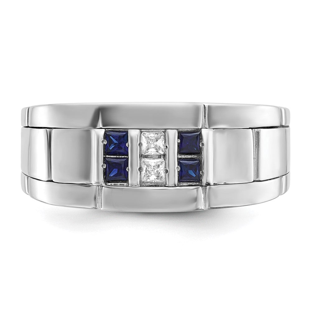 14k White Gold IBGoodman Men's Polished and Grooved Ring Mounting