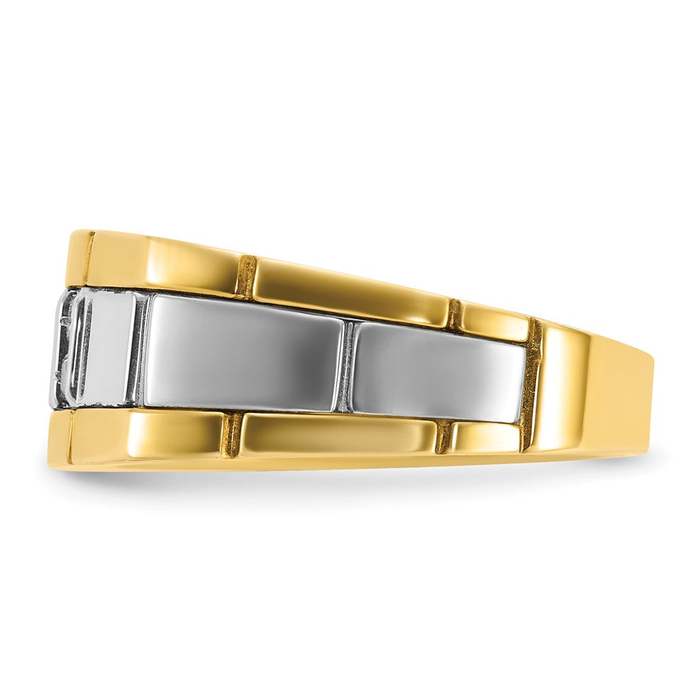 14k Two-tone IBGoodman Men's Polished and Grooved Ring Mounting