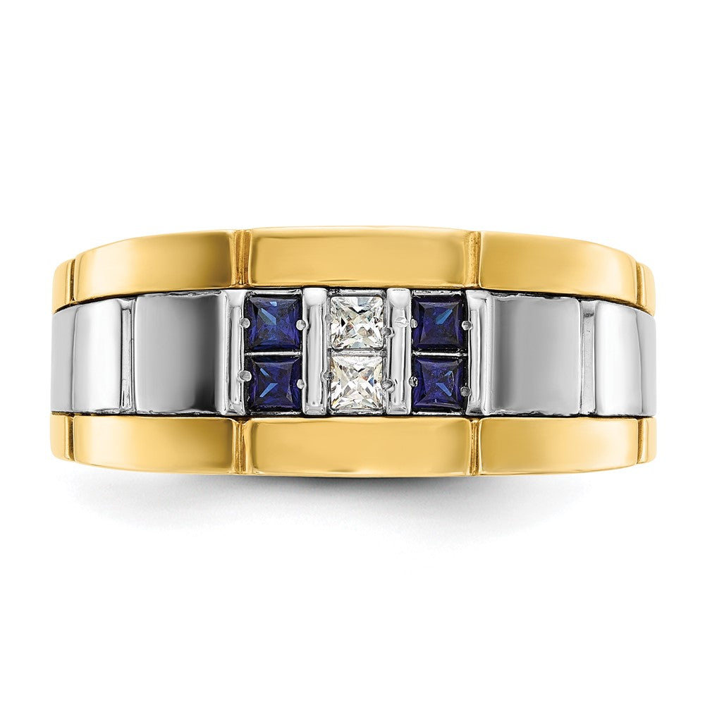14k Two-tone IBGoodman Men's Polished and Grooved Ring Mounting