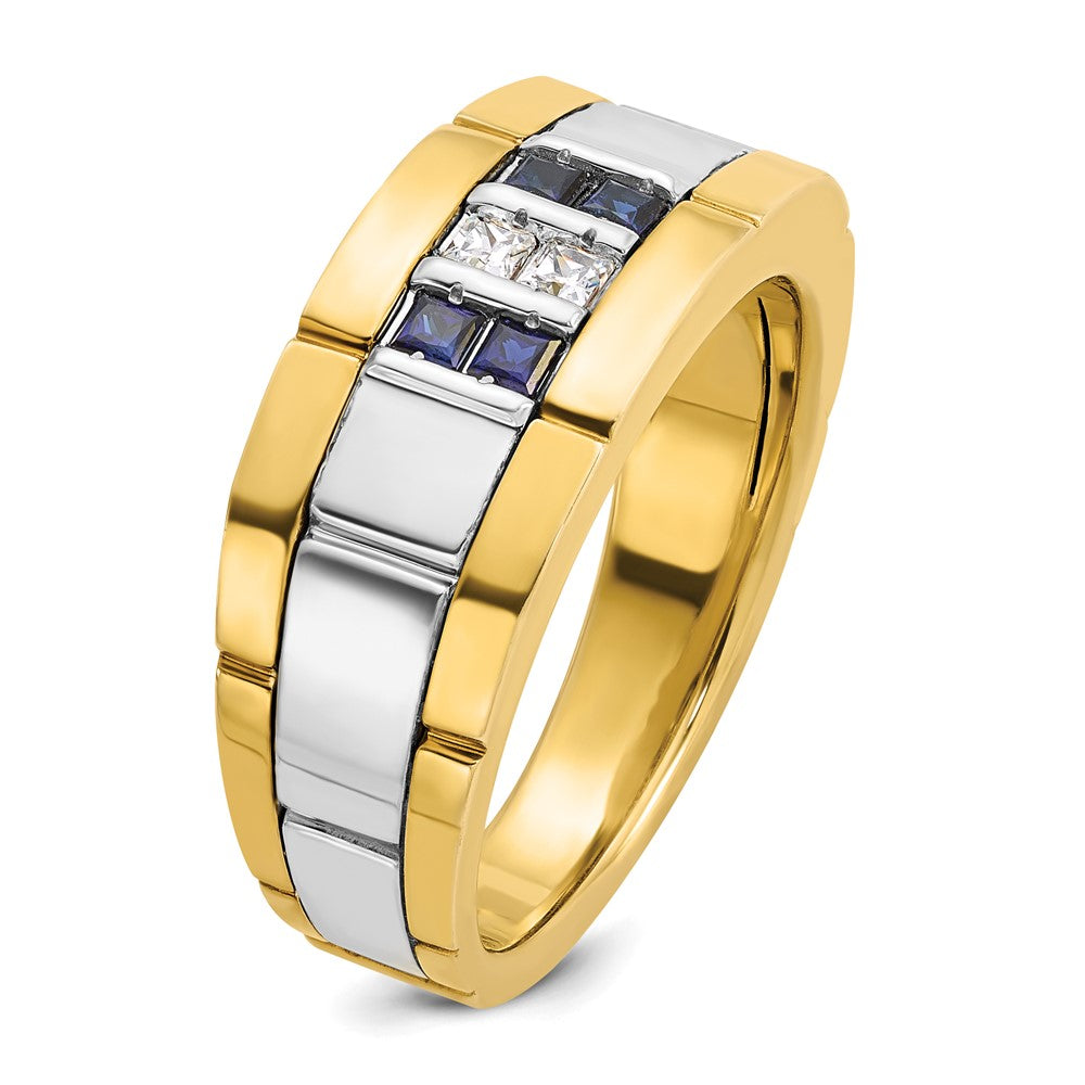 14k Two-tone IBGoodman Men's Polished and Grooved Ring Mounting