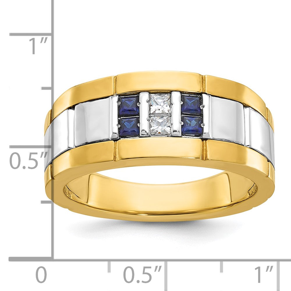 14k Two-tone IBGoodman Men's Polished and Grooved Ring Mounting