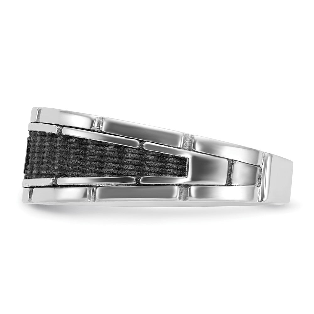 14kw w/ Blk RH IBGoodman Men's Polished & Textured Diamond Ring
