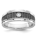 14k White Gold IBGoodman Men's Polished & Textured Solitaire Ring Mtg