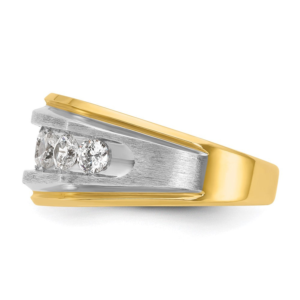 14k IBGoodman Men's Polished Satin and Grooved 7-Stone Ring Mtg