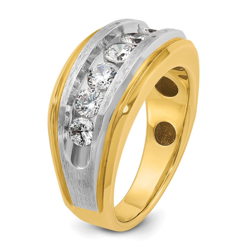 14k IBGoodman Men's Polished Satin and Grooved 7-Stone Ring Mtg