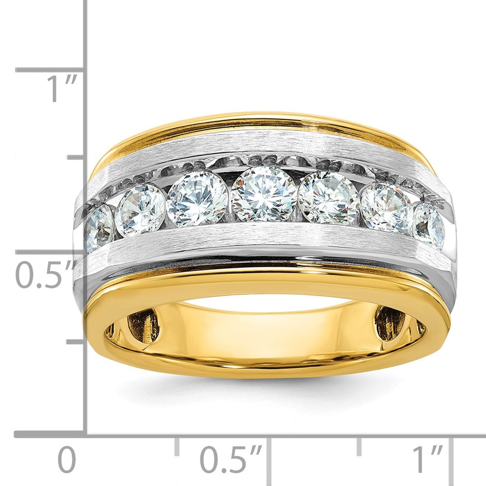 14k IBGoodman Men's Polished Satin and Grooved 7-Stone Ring Mtg