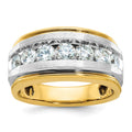 14k w/ White RH IBGoodman Men's Polished Satin 7-Stone Diamond Ring