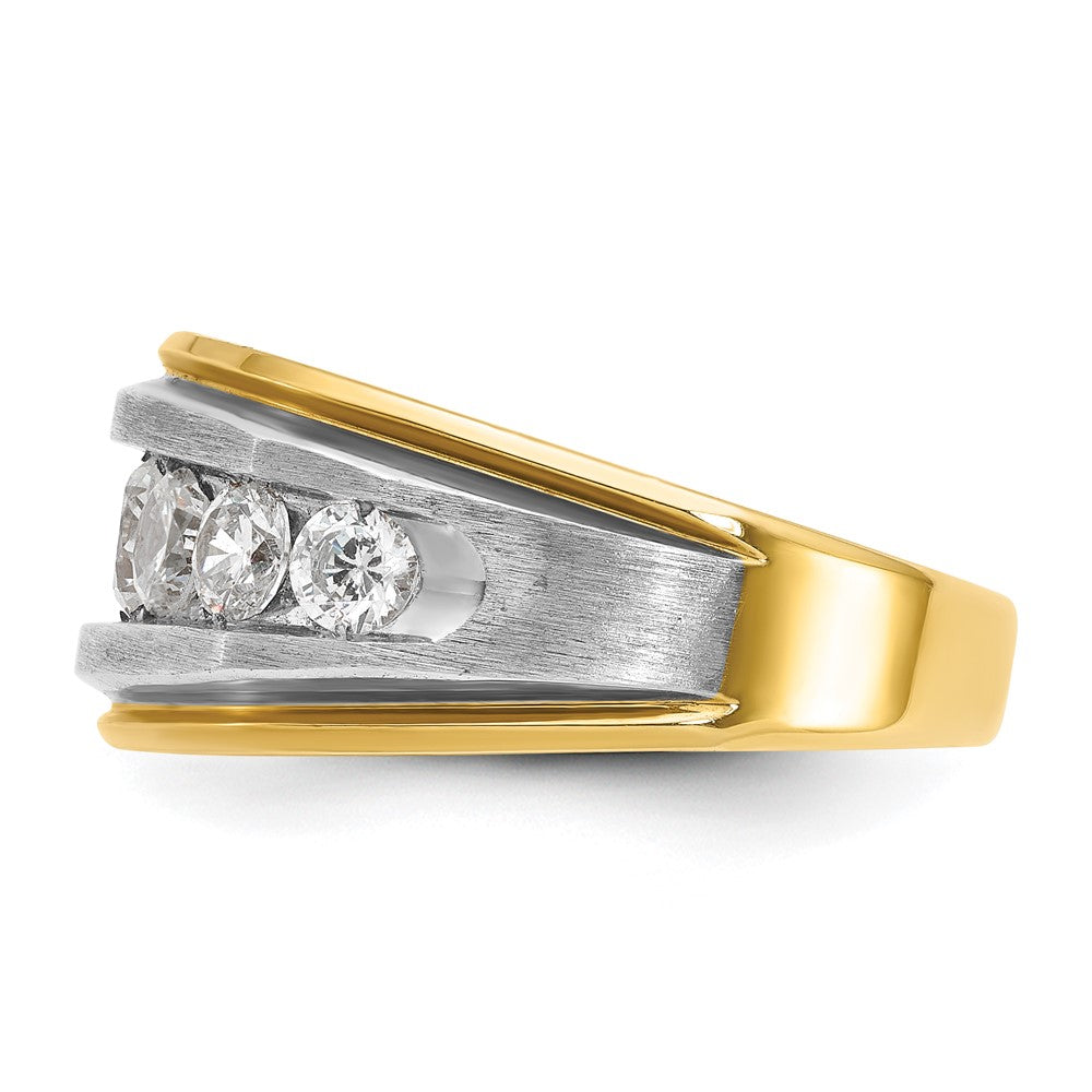 14k w/ White RH IBGoodman Men's Polished Satin 7-Stone Diamond Ring