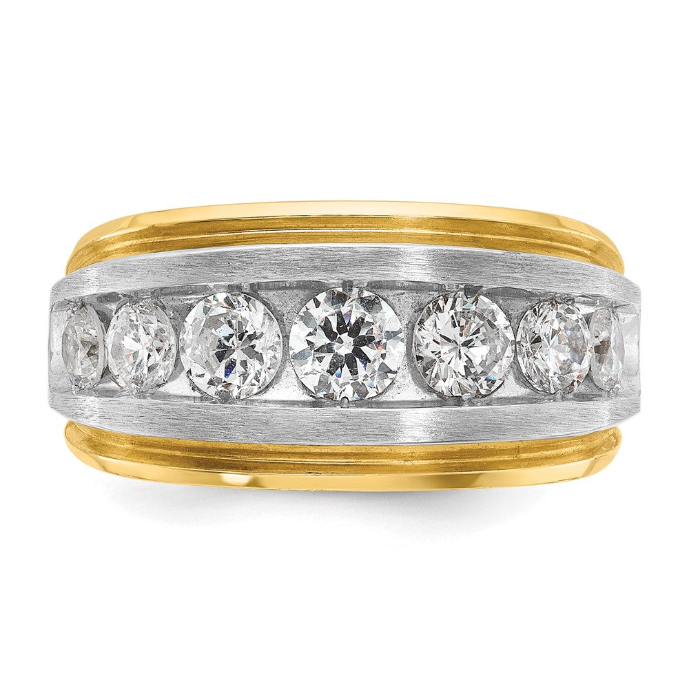 14k w/ White RH IBGoodman Men's Polished Satin 7-Stone Diamond Ring