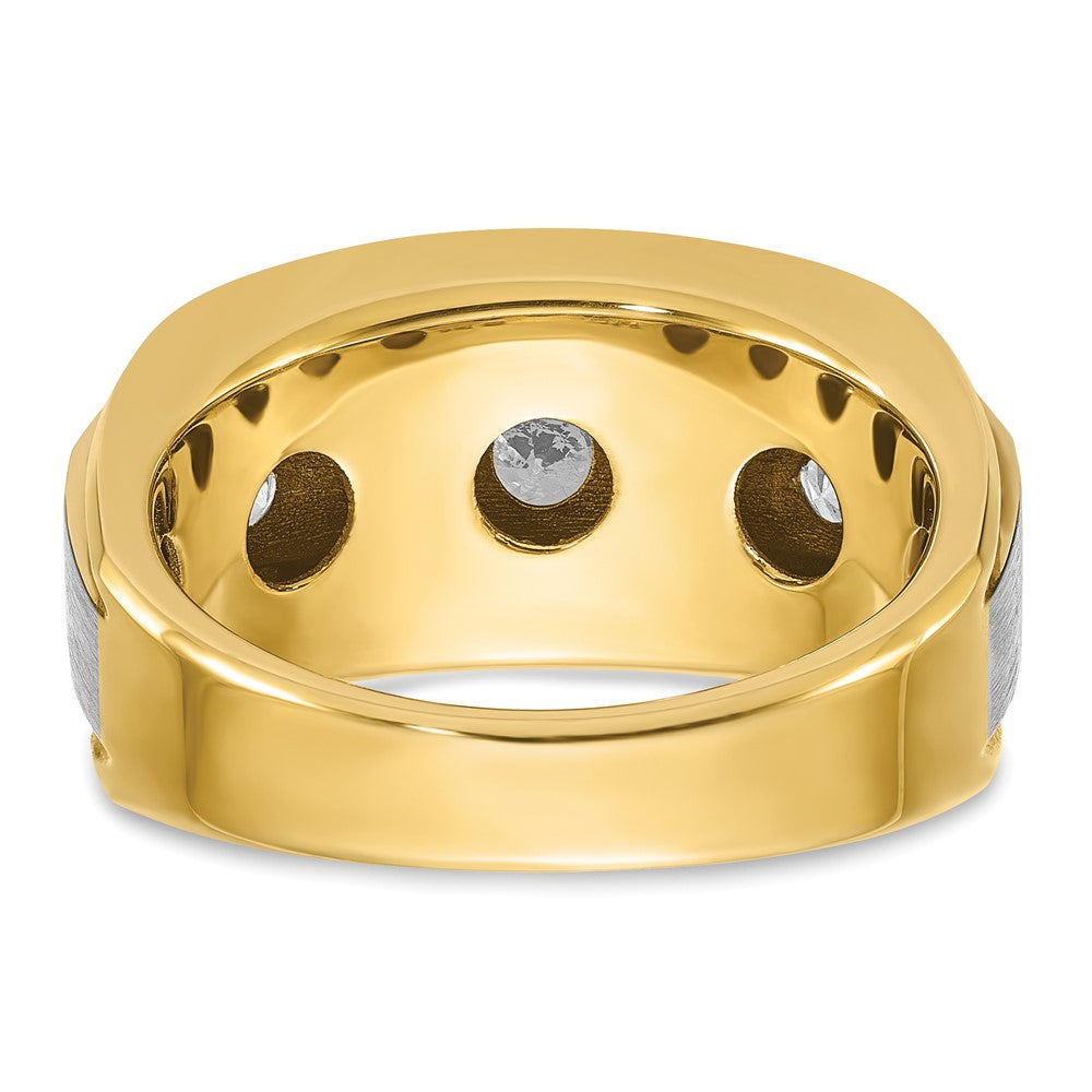 14k w/ White RH IBGoodman Men's Polished Satin 7-Stone Diamond Ring