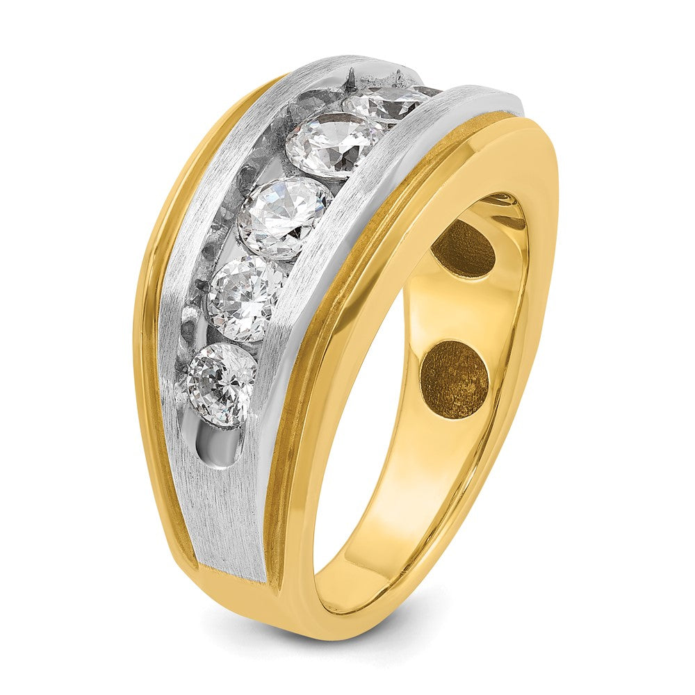 14k w/ White RH IBGoodman Men's Polished Satin 7-Stone Diamond Ring