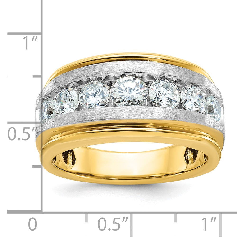 14k w/ White RH IBGoodman Men's Polished Satin 7-Stone Diamond Ring