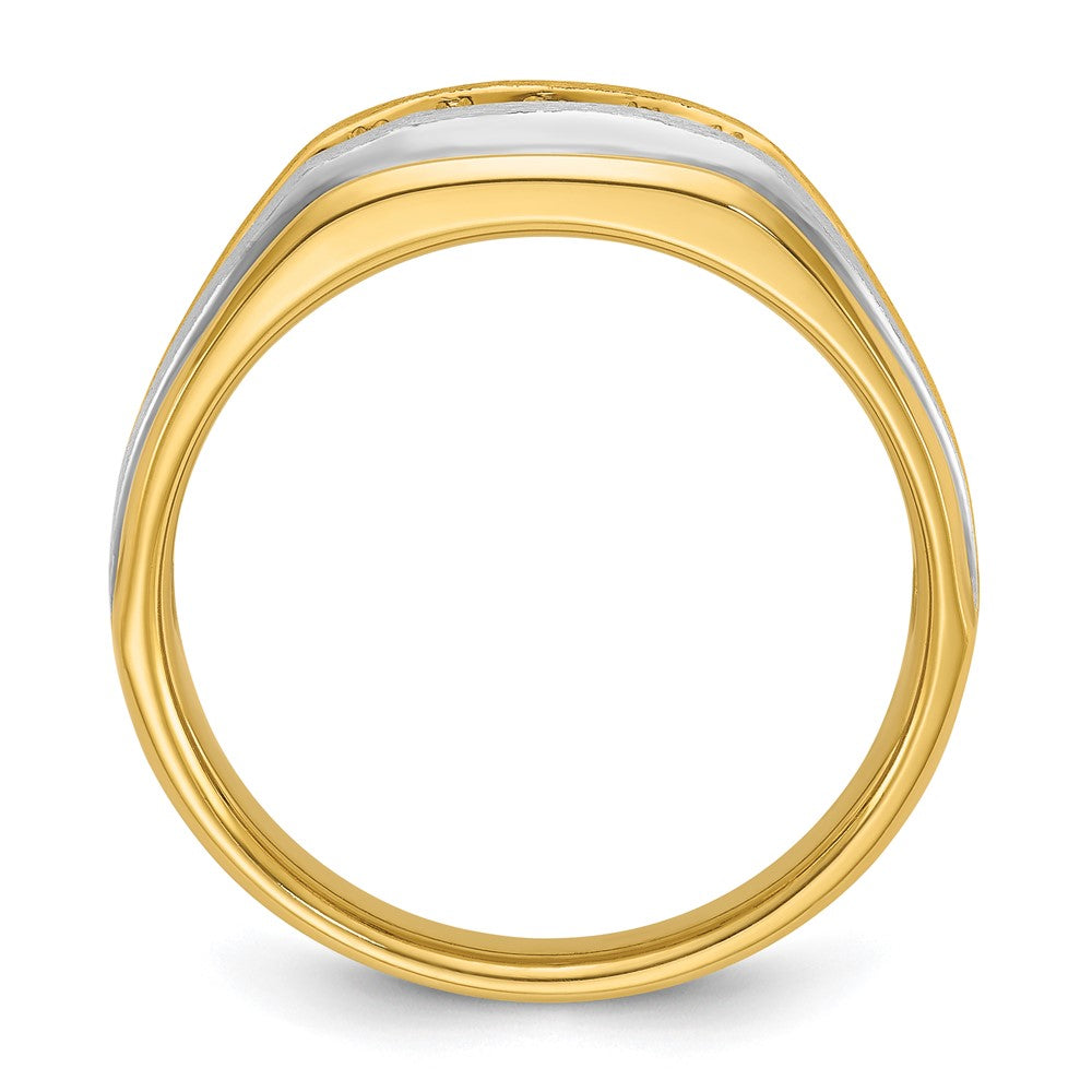 14k w/ White RH IBGoodman Men's Polish/Satin/Grooved Diamond Ring