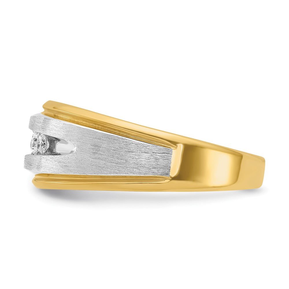 14k w/ White RH IBGoodman Men's Polish/Satin/Grooved Diamond Ring