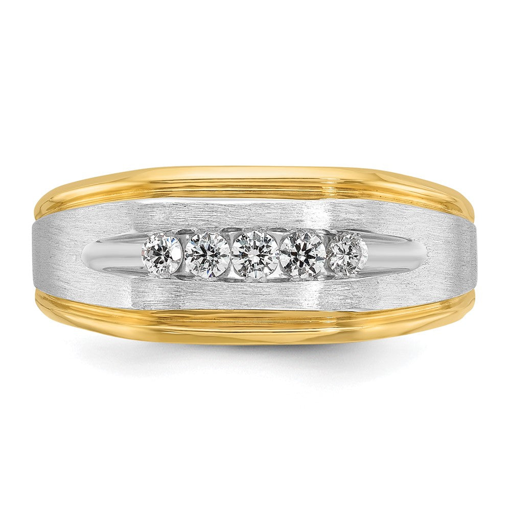 14k w/ White RH IBGoodman Men's Polish/Satin/Grooved Diamond Ring