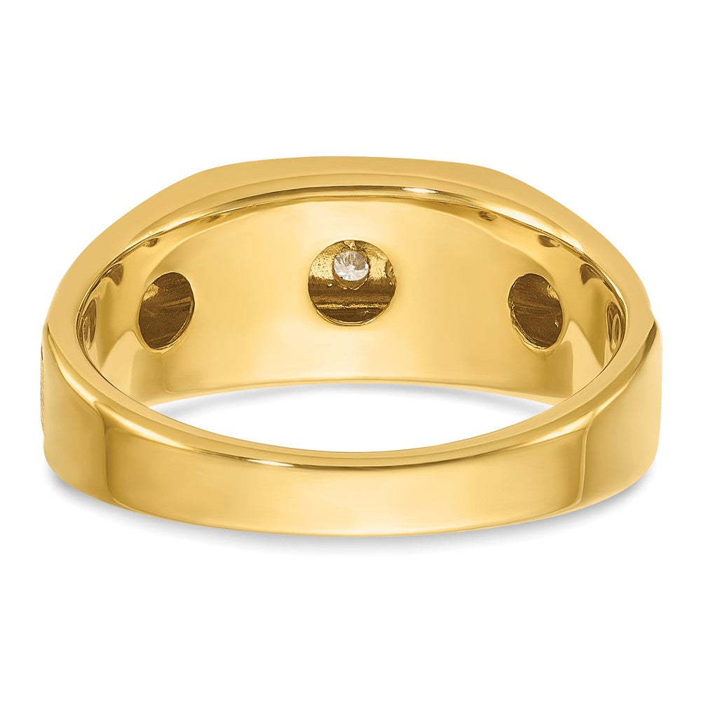 14k w/ White RH IBGoodman Men's Polish/Satin/Grooved Diamond Ring
