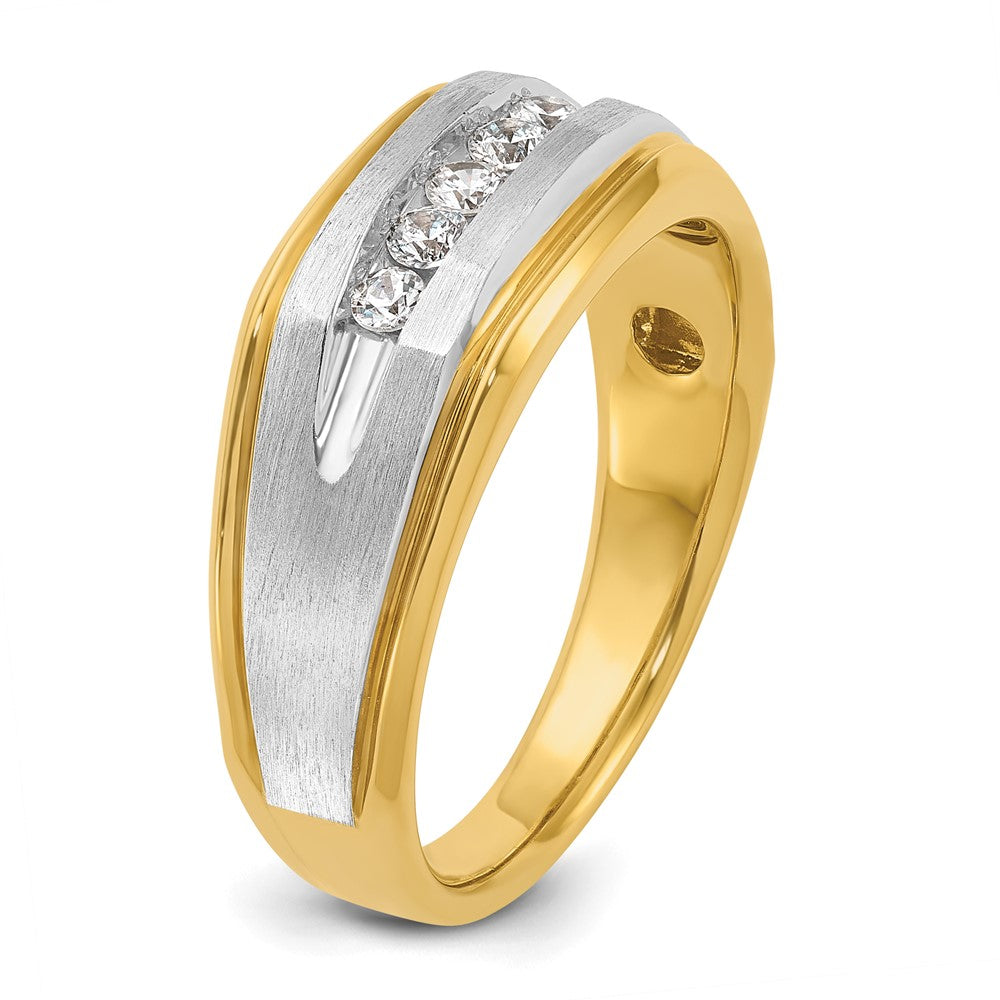 14k w/ White RH IBGoodman Men's Polish/Satin/Grooved Diamond Ring