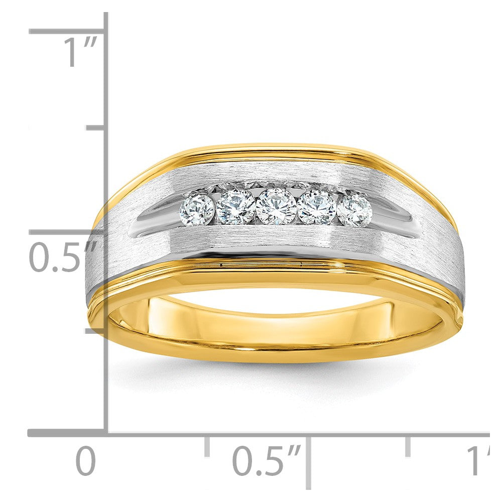 14k w/ White RH IBGoodman Men's Polish/Satin/Grooved Diamond Ring