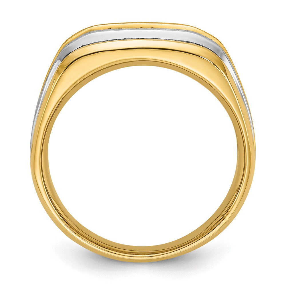 14ktt IBGoodman Men's Polished Satin & Grooved 5-Stone Ring Mtg
