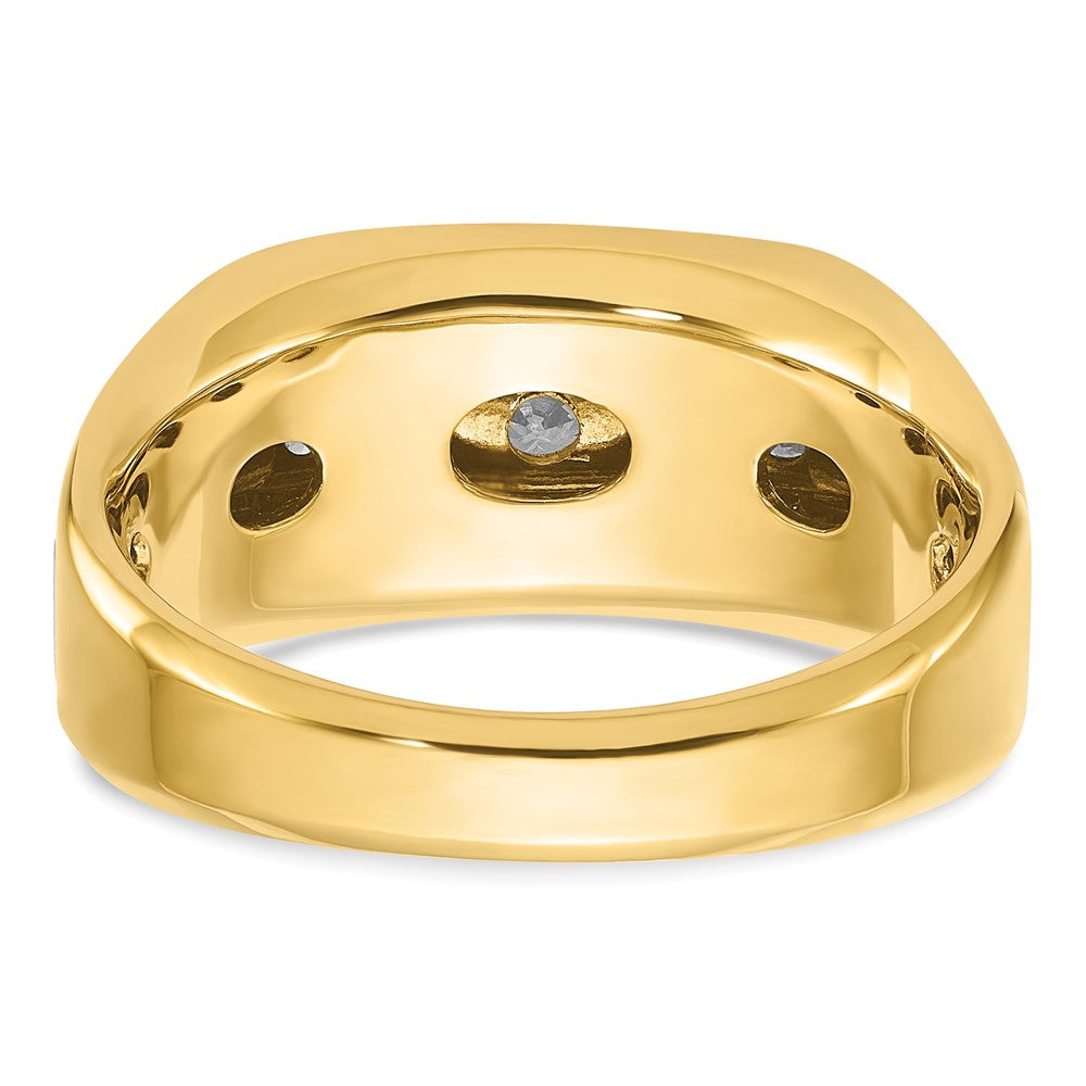 14ktt IBGoodman Men's Polished Satin & Grooved 5-Stone Ring Mtg