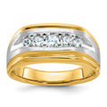 14ktt IBGoodman Men's Polished Satin & Grooved 5-Stone Diamond Ring