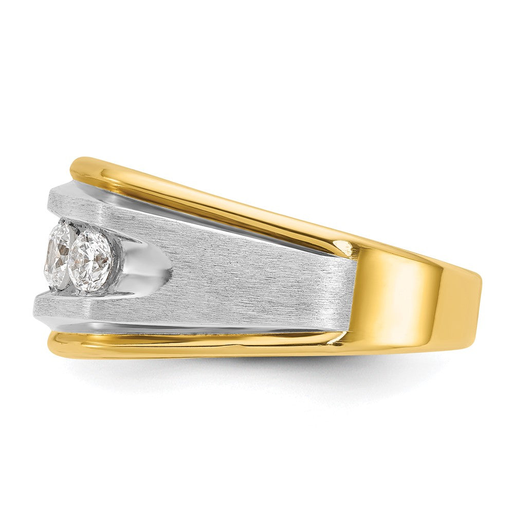10ktt IBGoodman Men's Polished Satin & Grooved 5-Stone Diamond Ring
