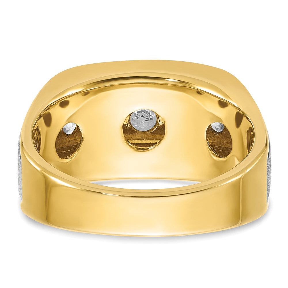 10ktt IBGoodman Men's Polished Satin & Grooved 5-Stone Diamond Ring