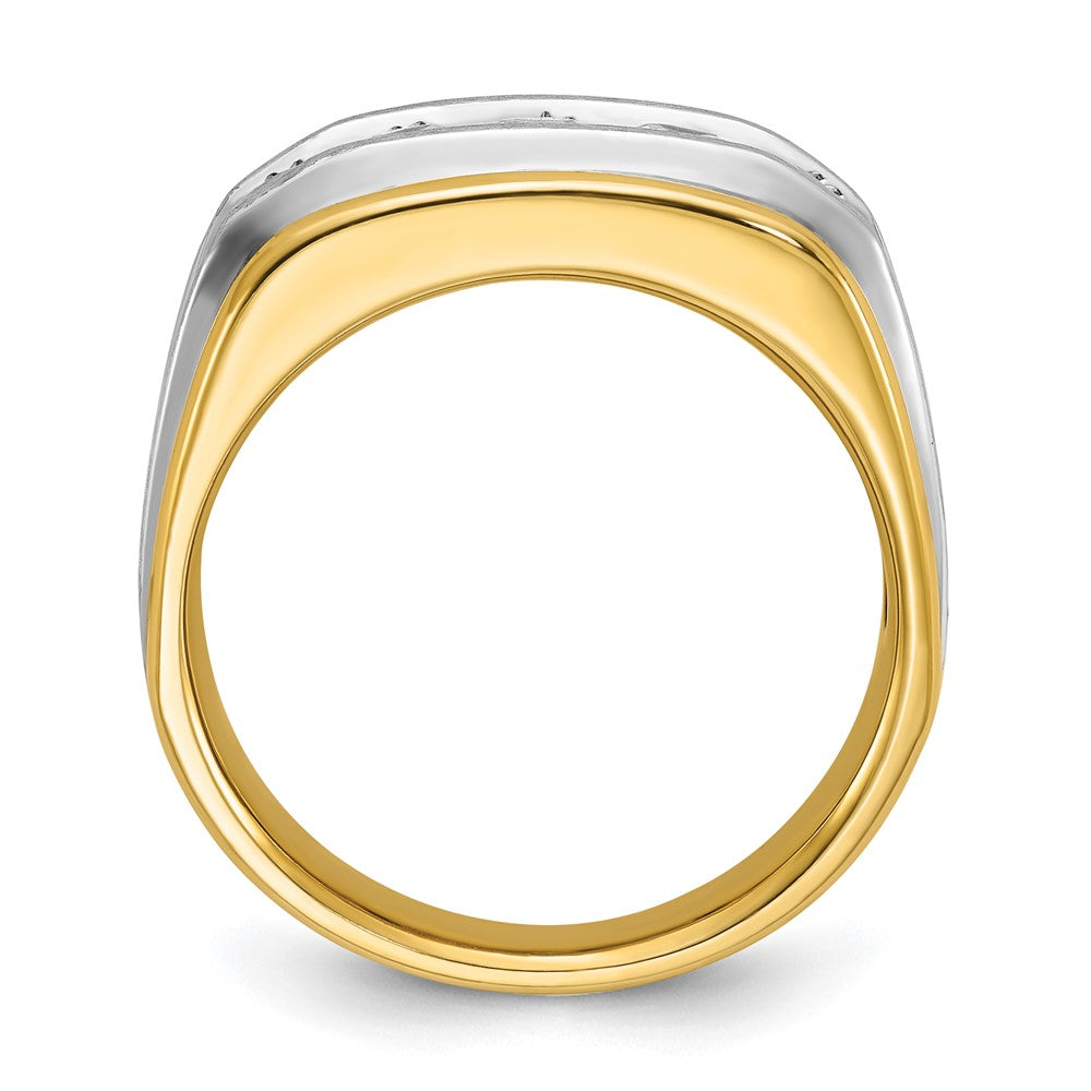 14ktt IBGoodman Men's Polished Satin & Grooved 5-Stone Diamond Ring