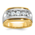 14ktt IBGoodman Men's Polished Satin and Grooved 5-Stone Ring Mtg