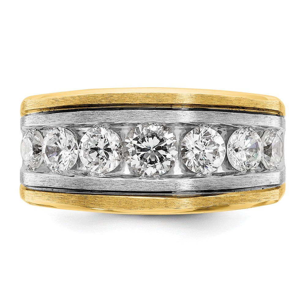 14ktt IBGoodman Men's Polish/Satin/Grooved 7-Stone Diamond Ring