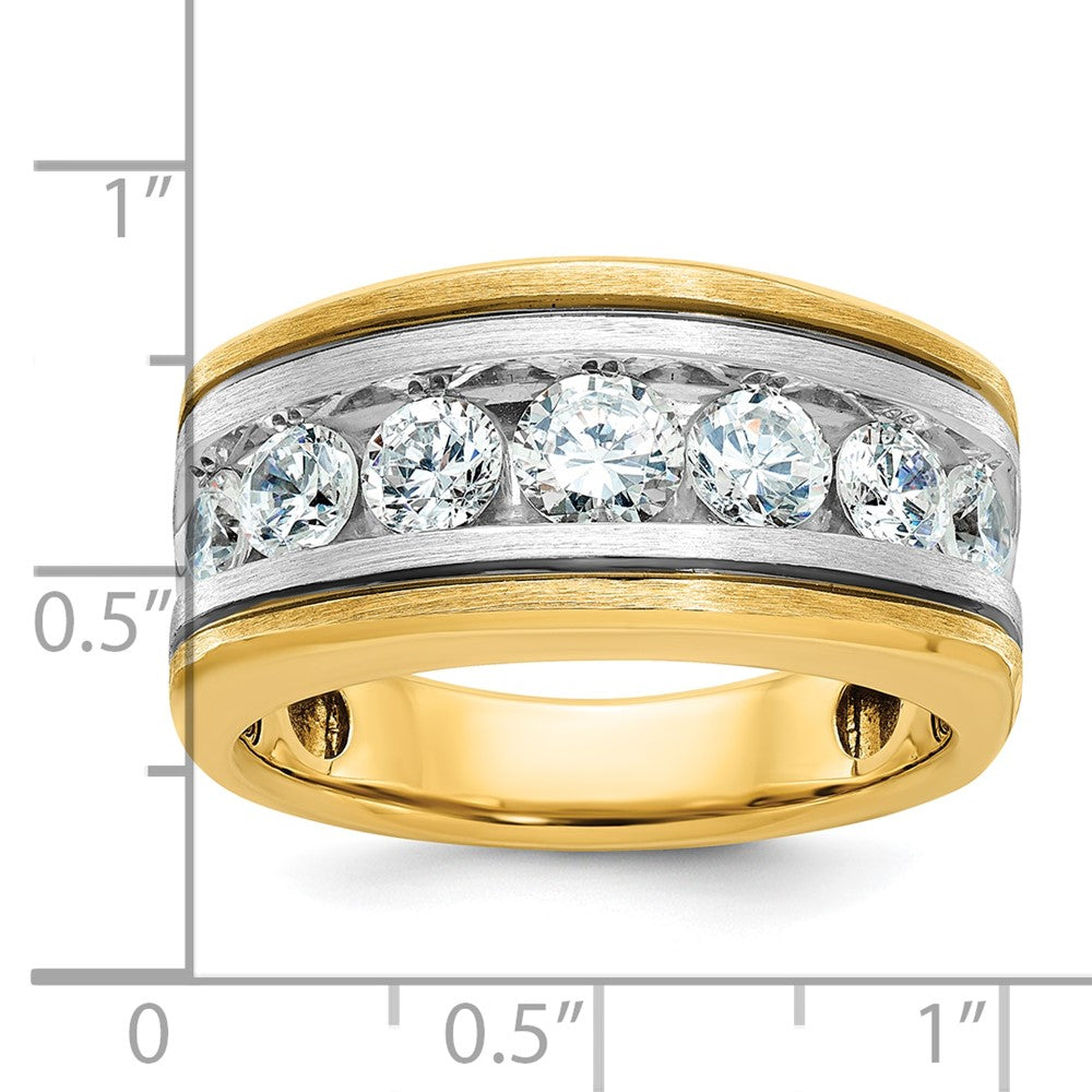 14ktt IBGoodman Men's Polish/Satin/Grooved 7-Stone Diamond Ring