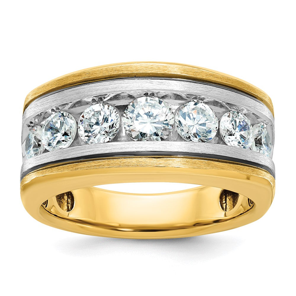 14ktt IBGoodman Men's Polish/Satin/Grooved 7-Stone Diamond Ring